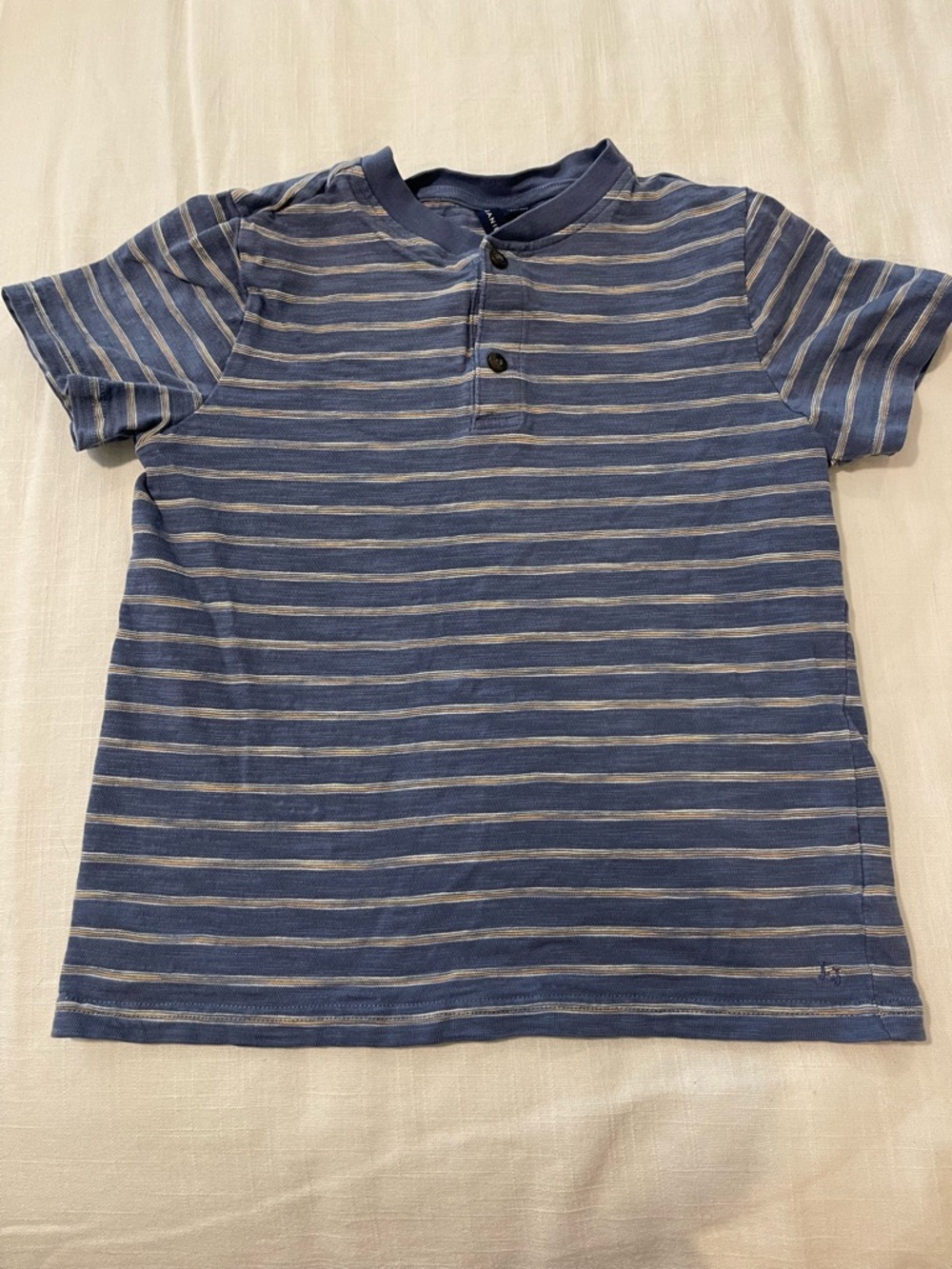 Janie and Jack Blue and White Striped Short-Sleeve Henley Tee
